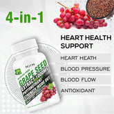 Hxn Grape Seed Extract 1000mg 98% Polyphenols Antioxidant Supplement, Healthy Cholesterol Level, Boost Immunity, Promotes Hair & Skin Hydration | 60 Tablets 100gm 0.2lbs